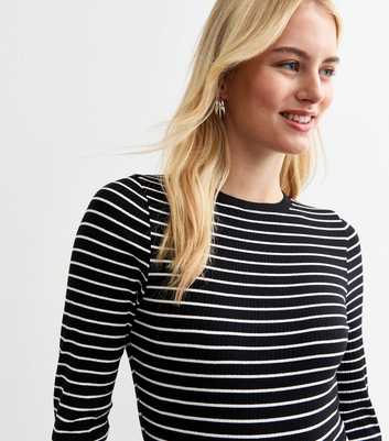 Tall Black Striped Long Sleeve Bodysuit 