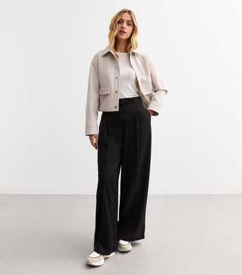 Black Belted Wide Leg Trousers