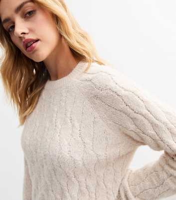 Cream Cable Knit Crew Neck Jumper