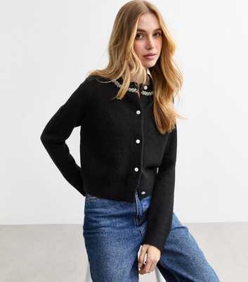 Black Diamanté Embellished Cardigan