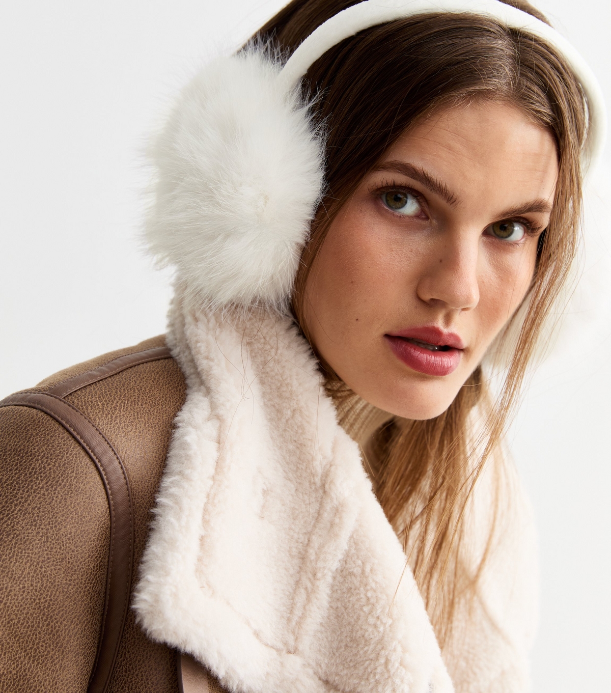 White Faux Fur Earmuffs New Look