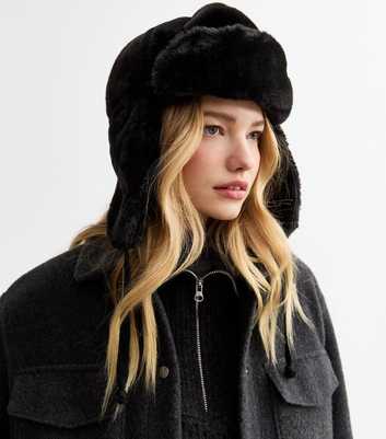 Black Faux Fur Hat