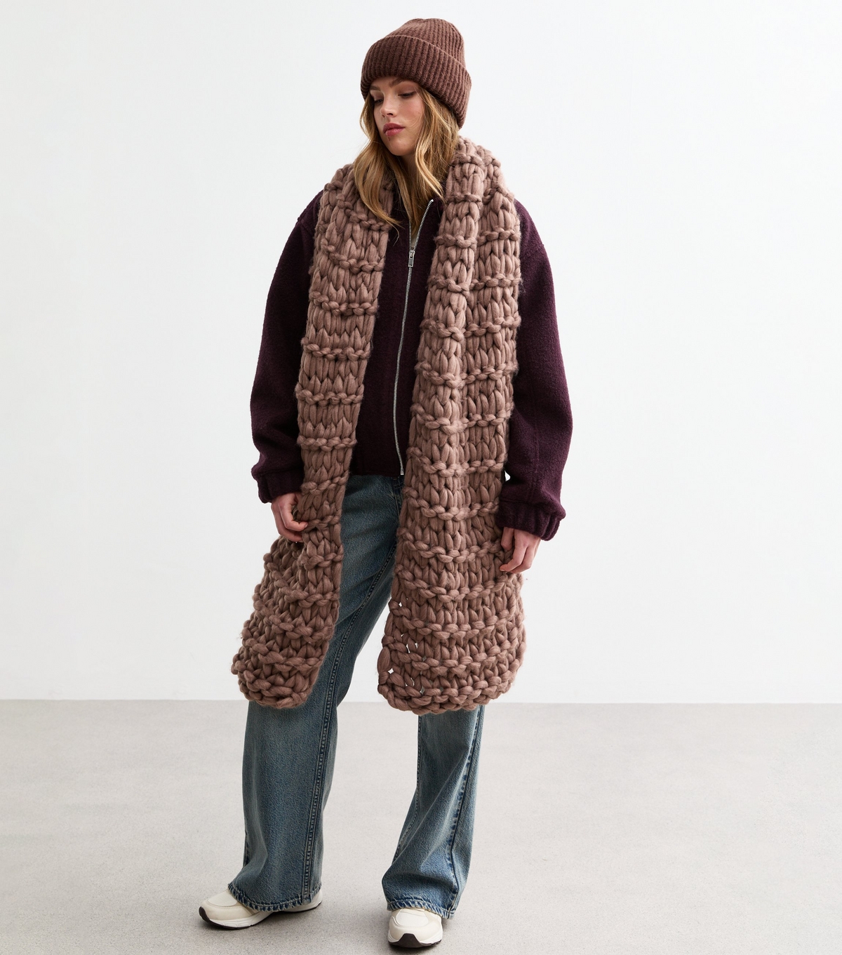 Brown Chunky Knit Scarf New Look