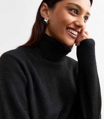 Black Knit Roll Neck Jumper