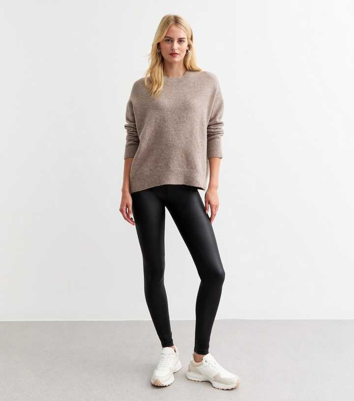 Tall Black Wet Look Leggings 