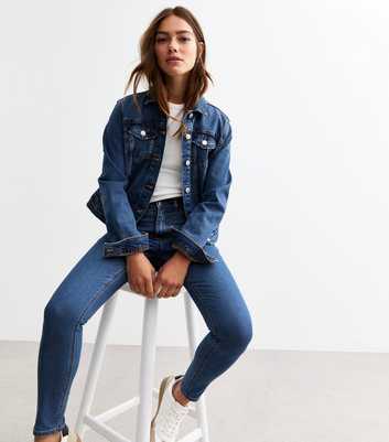 Petite Blue Mid Rise Slim Jeans