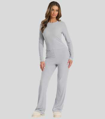 Loungeable Grey Rib Pyjama Set