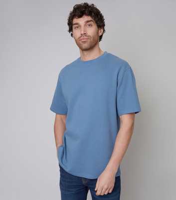 Threadbare Blue Relaxed Rib Cotton T-Shirt 