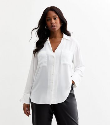 Curves White Crepe Shirt | New Look