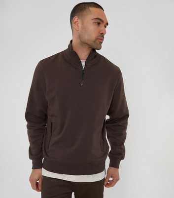 Threadbare Brown Half-Zip Sweatshirt 