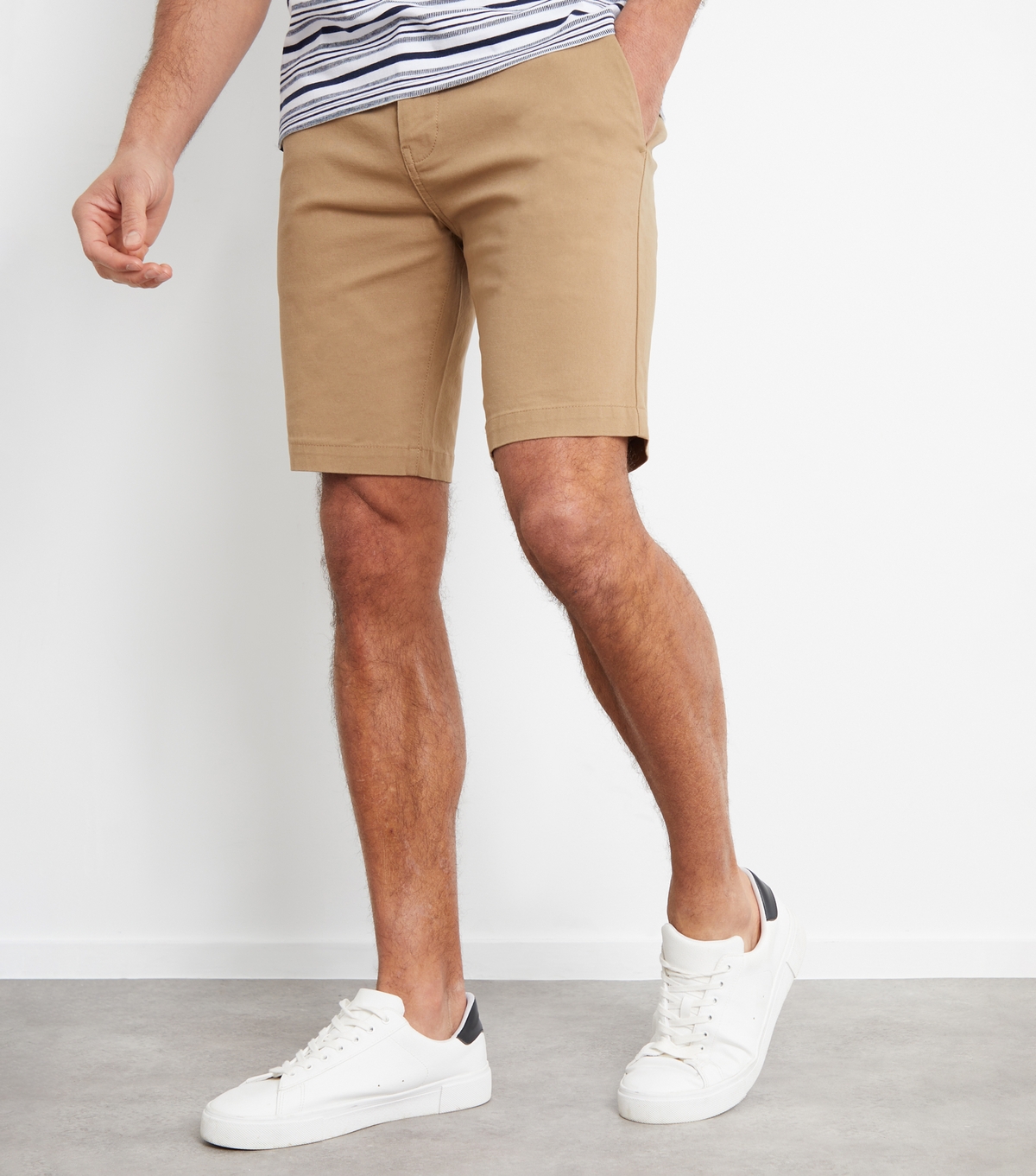 Men's Stone Regular Chino Shorts Threadbare New Look