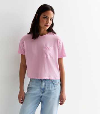 Pink Heart Pocket Boxy Cotton T-Shirt