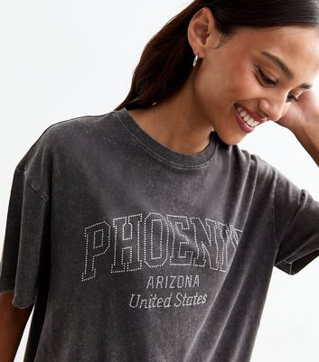 Dark Grey Cotton Phoenix Oversized T-Shirt New Look