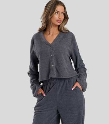 Loungeable Dark Grey Soft Fuzzy Cardigan