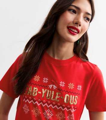 Red Christmas Fab-Yule-Ous Sequin T-Shirt