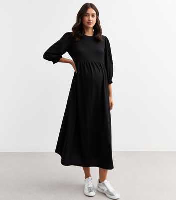 Maternity Black Midi Smock Dress