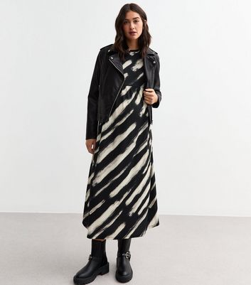 Maternity Black Brush Stroke Midi Smock Dress New Look