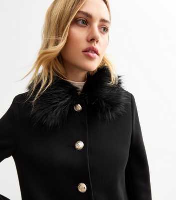 Black Faux Fur Collar Coat