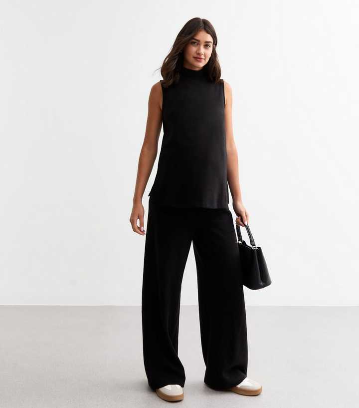 Maternity Black Wide Leg Trousers