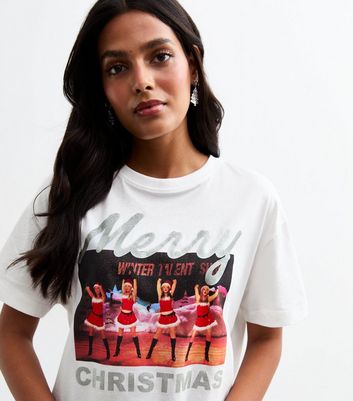 White Oversized Christmas Mean Girls T-Shirt | New Look