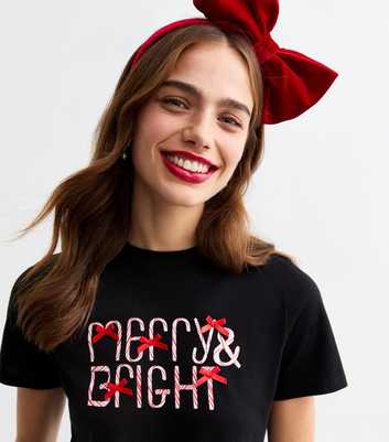 Black Christmas Merry And Bright Cotton T Shirt 