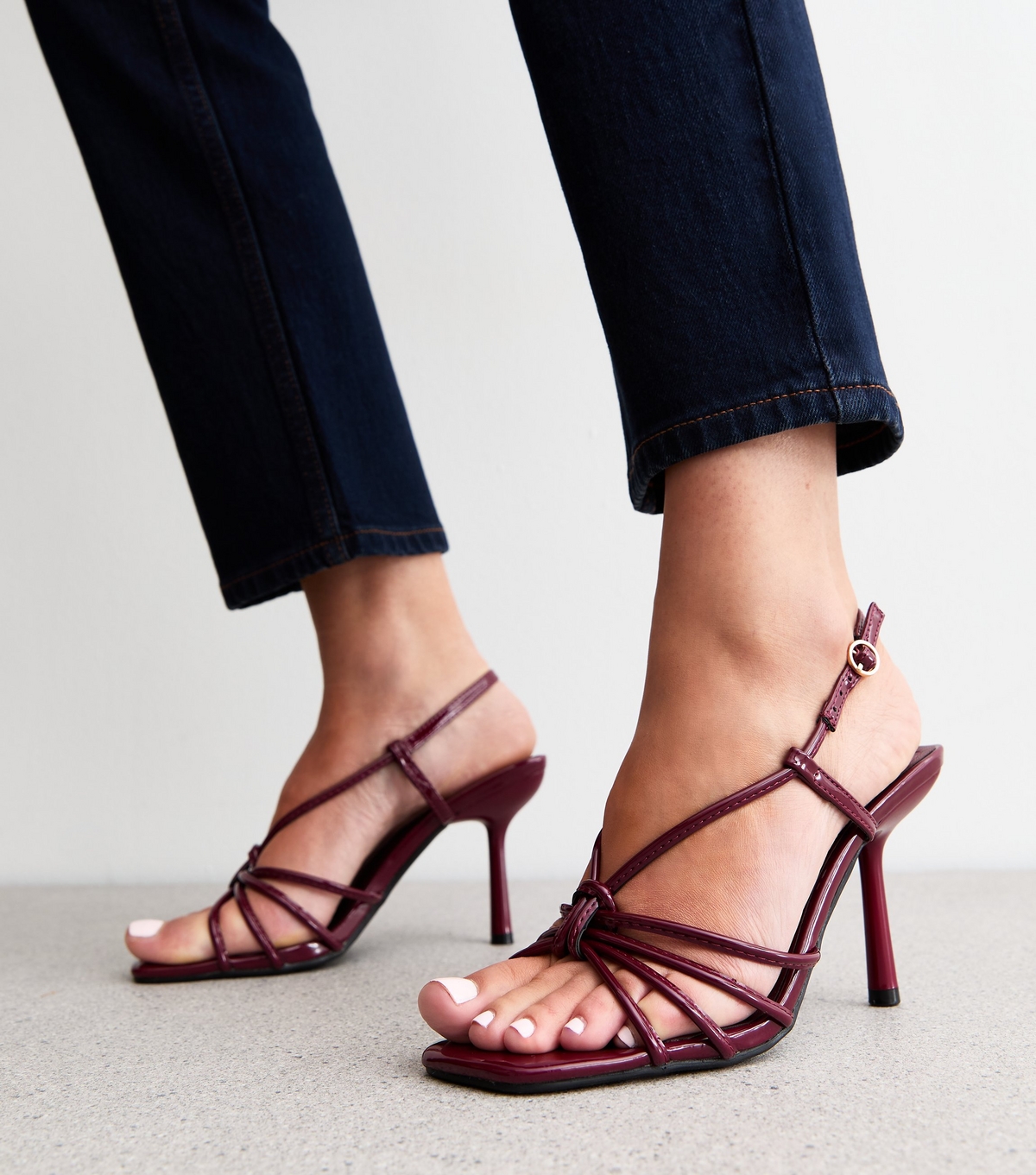 Women's Jiniso Plum Knotted Strap Patent Heeled Sandals Public Desire New Look