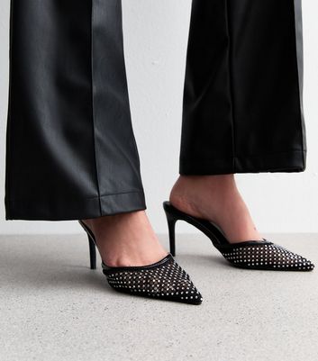 Public Desire Black Zarin Diamante Heeled Mules New Look