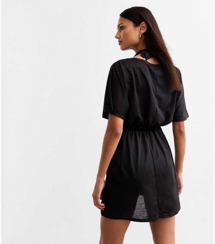 blue dress for the beach Black Moss Midi Stretchy Slinky Jersey Dress, L main image 0