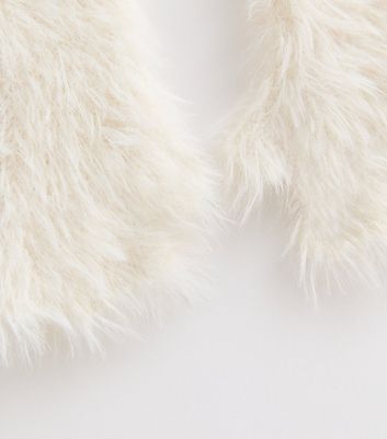 Cream Faux Fur Long Handwarmer New Look