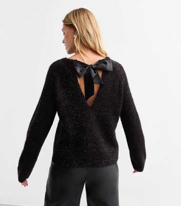 Black Sparkle Bow Back Jumper