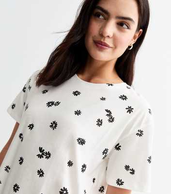 White Floral Boxy T-Shirt 