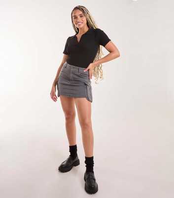 Pink Vanilla Grey Denim Cargo Mini Skirt