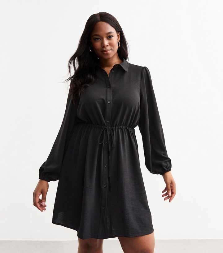 Curves Black Drawstring Waist Mini Dress | New Look Curves Black Drawstring Waist Mini Dress | New Look