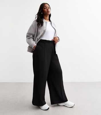 Curves Black Belted Palazzo Trousers