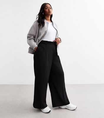 Curves Black Belted Palazzo Trousers New Look