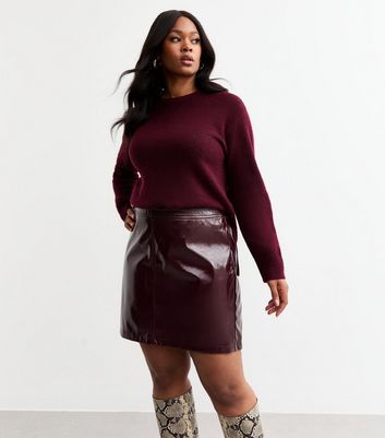 Plus size leather a line skirt hotsell