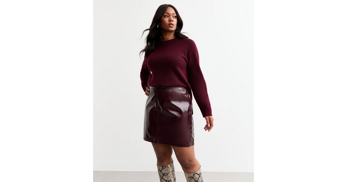 Faux Leather Burgundy Skirt Topshop Midi Skirt Asos Curve Leather