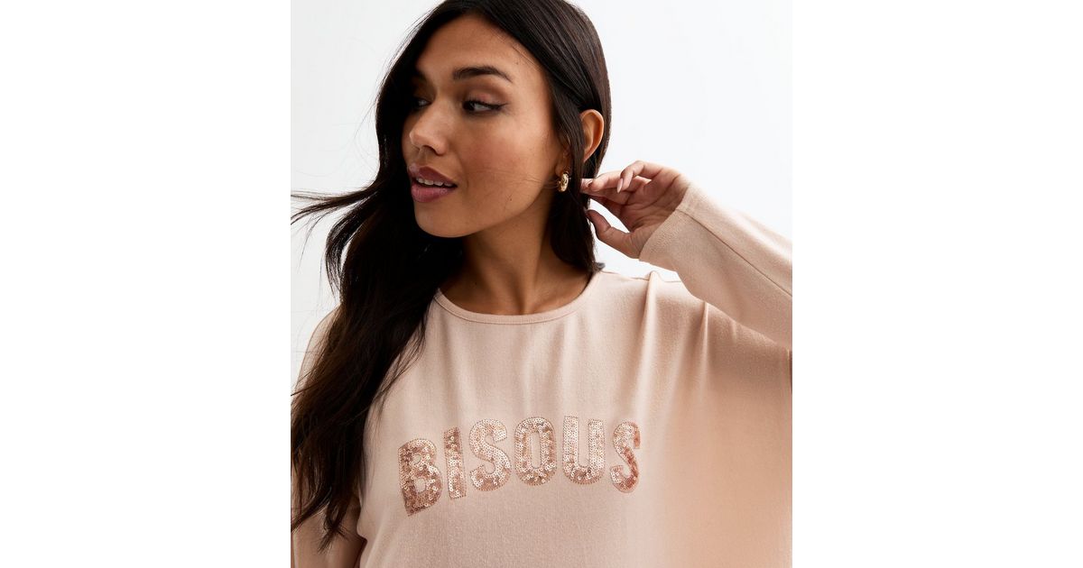 Off White Sequin Bisous Top New Look