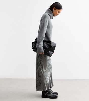 Silver Metallic Maxi Slip Skirt