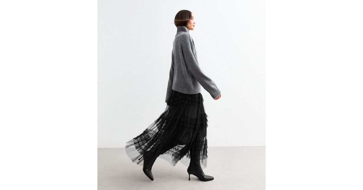 Luxury Black Tiered Tulle Skirt