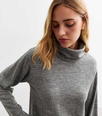 Grey Soft Touch Roll Neck Long Sleeve Top