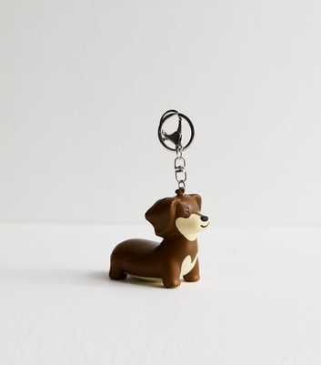 Brown Sausage Dog Foam Squishy Bag Charm