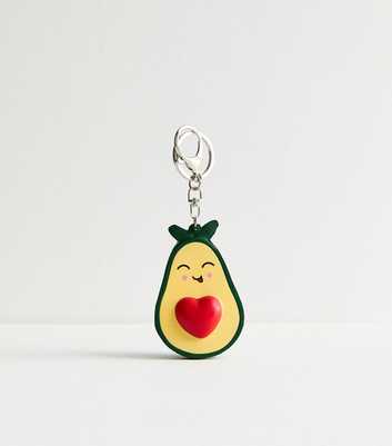 Green Avocado Heart Keyring