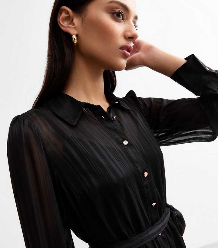 sachin and babi light blue dress Button Up Short Sleeve A-Line Chiffon Vintage Floral Shirt Dress main image 0