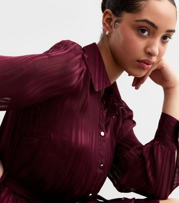 Maroon striped shirt dress online