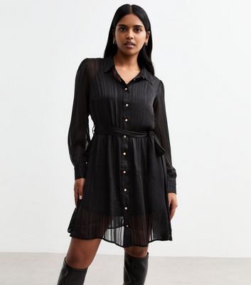 Black chiffon shirt dress on sale