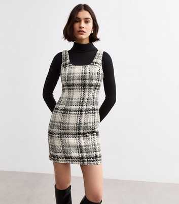 Off White Bouclé Pinafore Dress