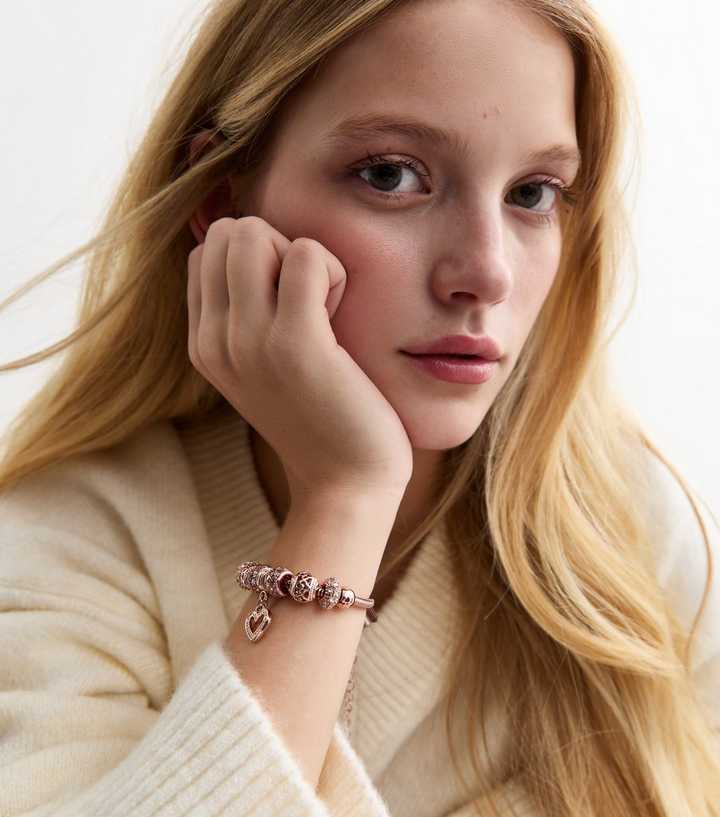 Rose Gold-Tone Charm Bracelet New Look