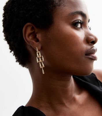 Gold tone drop earrings discount