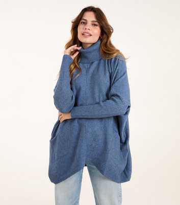 Blue Vanilla Blue Roll Neck Melange Knit Jumper